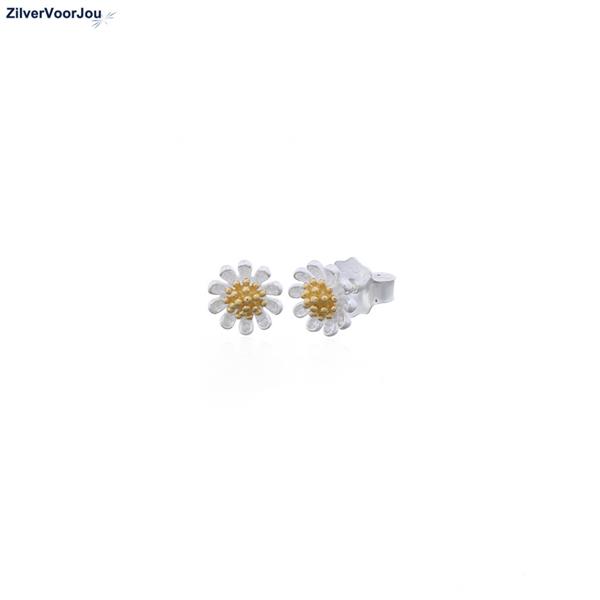 Grote foto zilveren kleine margriet bloem oorstekers sieraden tassen en uiterlijk oorbellen