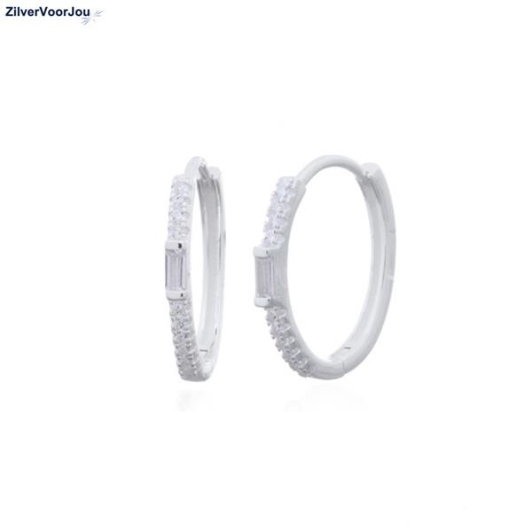 Grote foto zilveren ovale oorringen witte cz sieraden tassen en uiterlijk oorbellen