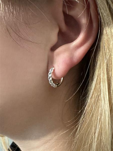 Grote foto zilveren half twist huggie oorringen sieraden tassen en uiterlijk oorbellen