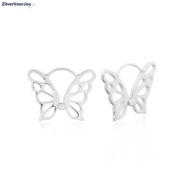 Grote foto zilveren vlinder huggie hoops sieraden tassen en uiterlijk oorbellen