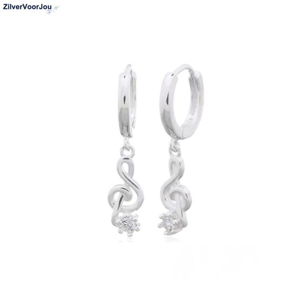 Grote foto zilveren muzieknoot huggie oorringen sieraden tassen en uiterlijk oorbellen