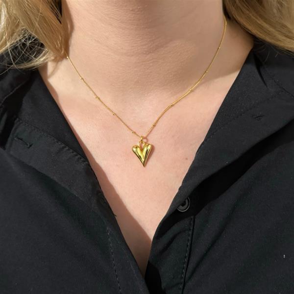 Grote foto zilveren modern hart bol ketting goud verguld sieraden tassen en uiterlijk kettingen