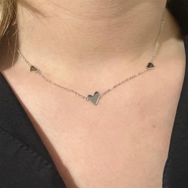 Grote foto zilveren 3 hartjes ketting sieraden tassen en uiterlijk kettingen