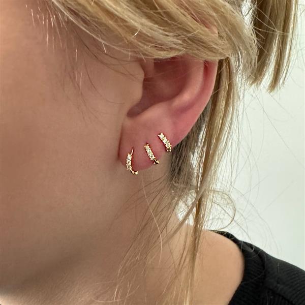 Grote foto zilveren 3 delige set mini hoops goud verguld sieraden tassen en uiterlijk oorbellen