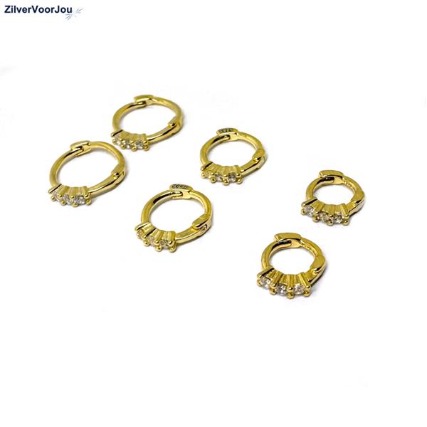 Grote foto zilveren 3 delige set mini hoops goud verguld sieraden tassen en uiterlijk oorbellen