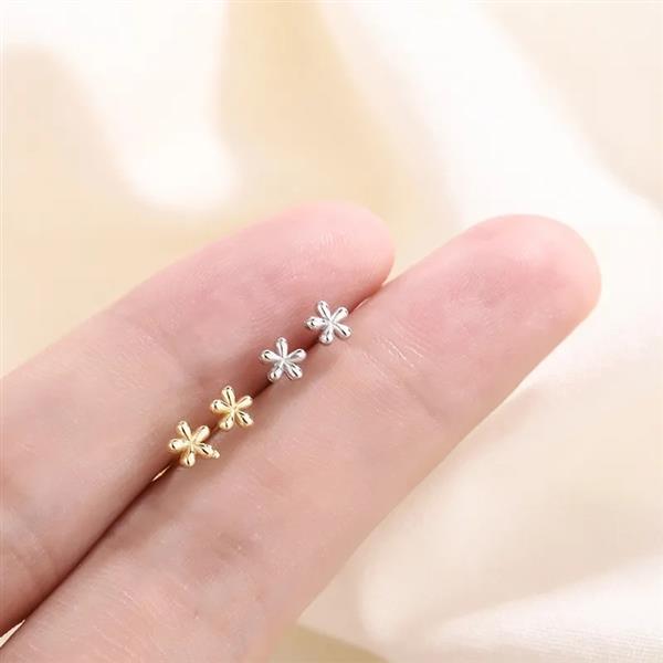 Grote foto zilveren mini bloem oorstekers goud verguld sieraden tassen en uiterlijk oorbellen