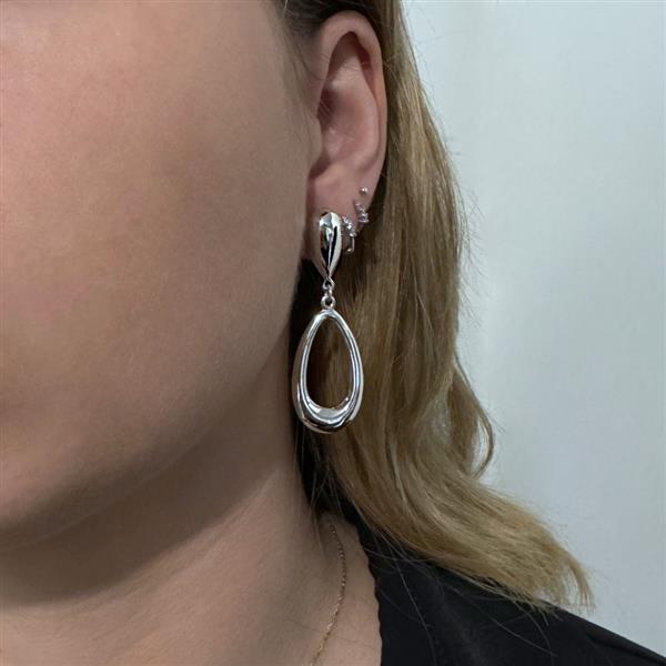 Grote foto zilveren open ovale design oorstekers sieraden tassen en uiterlijk oorbellen