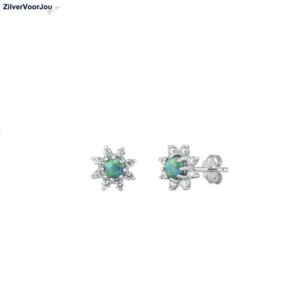 Grote foto zilveren turquoise en witte cz zon studs sieraden tassen en uiterlijk oorbellen