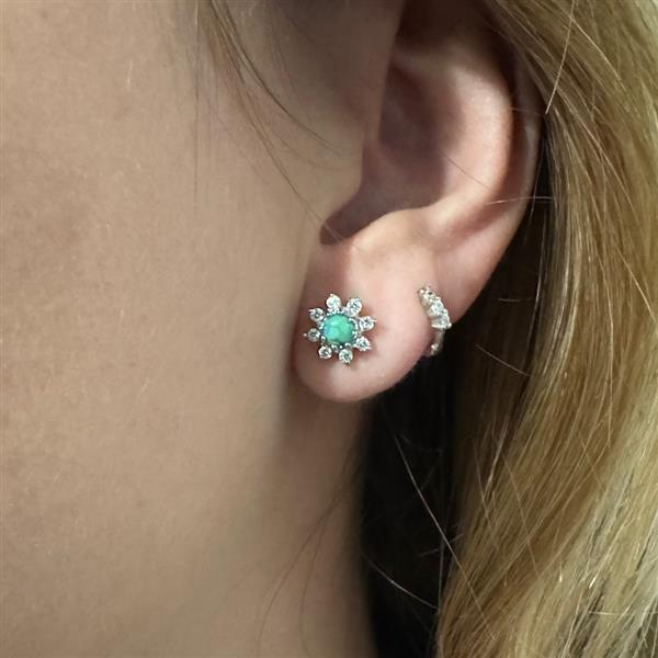 Grote foto zilveren turquoise en witte cz zon studs sieraden tassen en uiterlijk oorbellen