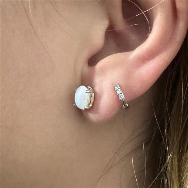Grote foto zilveren ovale ethiopische opaal oorstekers sieraden tassen en uiterlijk oorbellen