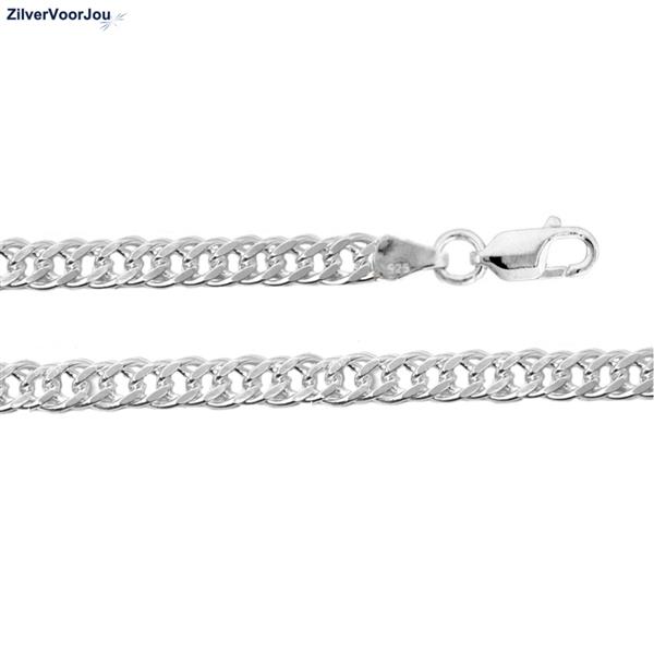 Grote foto zilveren 60 cm dubbele gourmet schakel ketting 4 mm breed sieraden tassen en uiterlijk kettingen