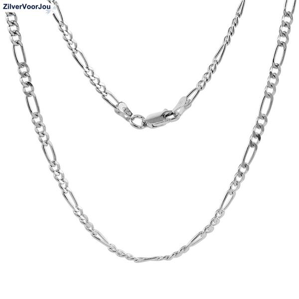 Grote foto zilveren figaro schakel ketting 40 cm 3 mm sieraden tassen en uiterlijk kettingen