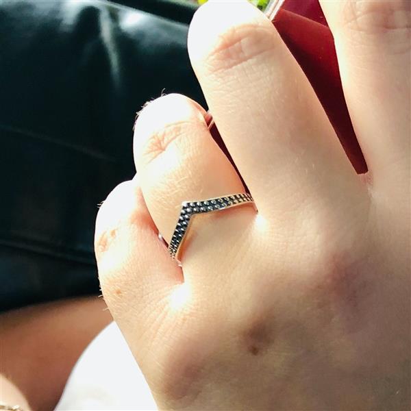 Grote foto zilveren v ring chevron met dots sieraden tassen en uiterlijk ringen voor haar