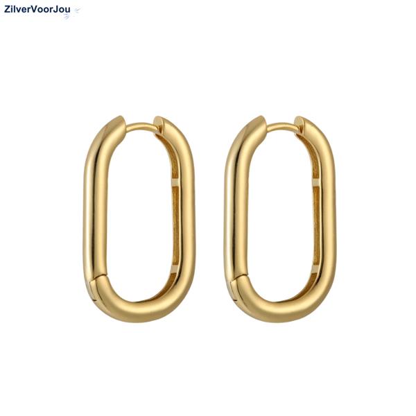 Grote foto zilveren rechthoek grote huggie hoops 14k geel goud verguld sieraden tassen en uiterlijk oorbellen