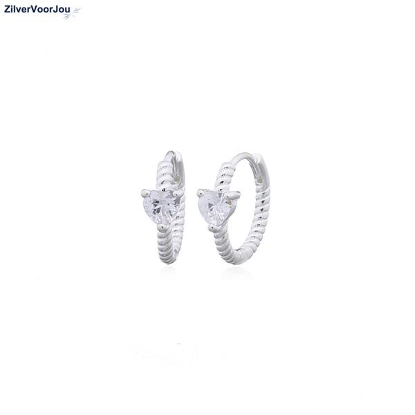 Grote foto zilveren love twist cz huggie hoops sieraden tassen en uiterlijk oorbellen