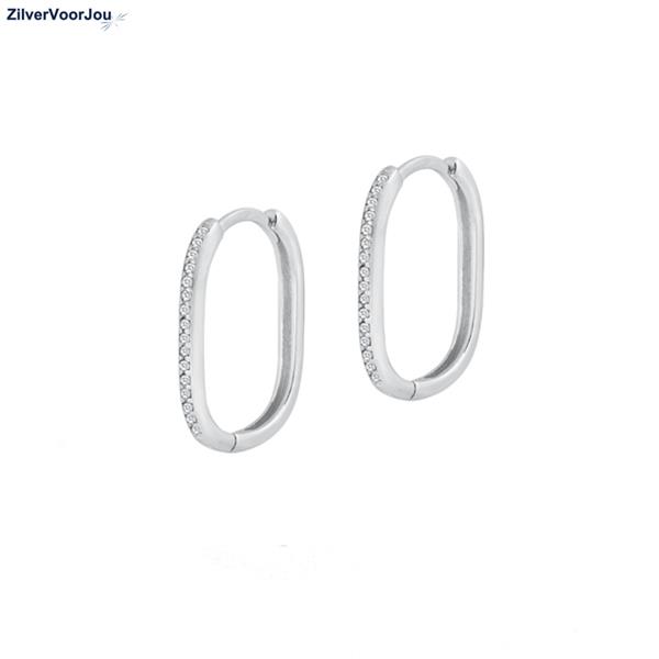 Grote foto zilveren huggie hoops cz 20mm sieraden tassen en uiterlijk oorbellen