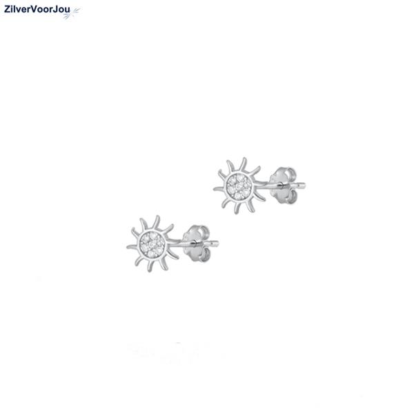 Grote foto zilveren rhodium zon cz oorstekers sieraden tassen en uiterlijk oorbellen