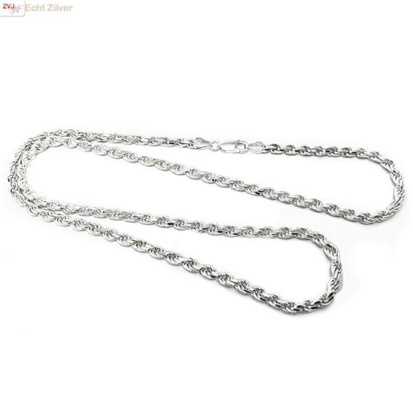 Grote foto zilveren rope ketting 65 cm 4 mm sieraden tassen en uiterlijk kettingen