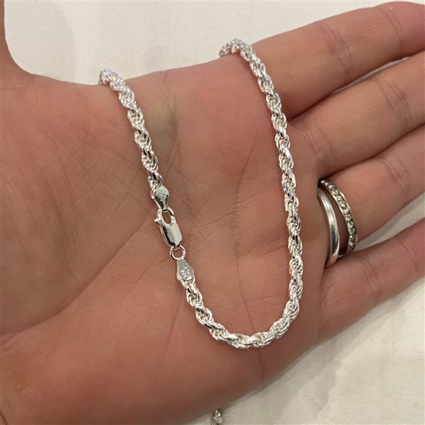 Grote foto zilveren rope ketting 65 cm 4 mm sieraden tassen en uiterlijk kettingen