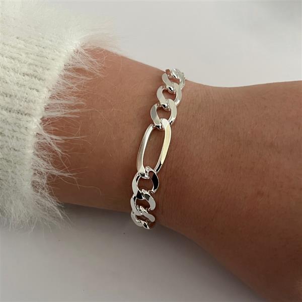 Grote foto zilveren figaro schakel armband 10 mm sieraden tassen en uiterlijk armbanden voor haar