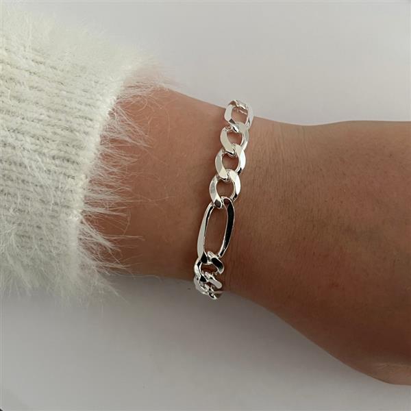 Grote foto zilveren figaro schakel armband 10 mm sieraden tassen en uiterlijk armbanden voor haar