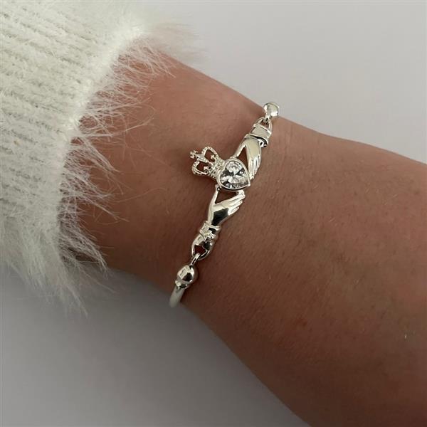 Grote foto zilveren claddagh armband sieraden tassen en uiterlijk armbanden voor haar