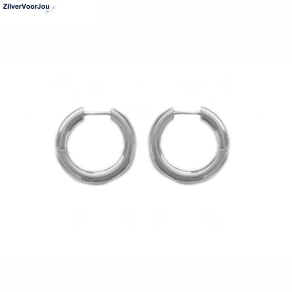 Grote foto zilveren ronde huggie hoops 20mm en 3 mm breed sieraden tassen en uiterlijk oorbellen