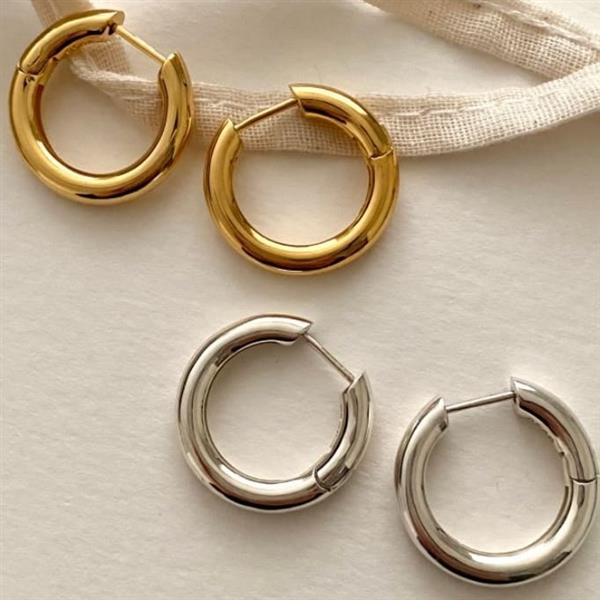 Grote foto zilveren ronde huggie hoops 18k geel goud verguld sieraden tassen en uiterlijk oorbellen
