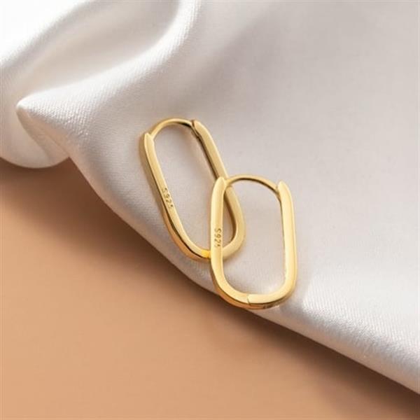Grote foto zilveren rechthoek huggie hoops geel goud verguld sieraden tassen en uiterlijk oorbellen