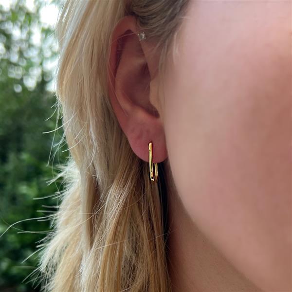 Grote foto zilveren rechthoek huggie hoops geel goud verguld sieraden tassen en uiterlijk oorbellen