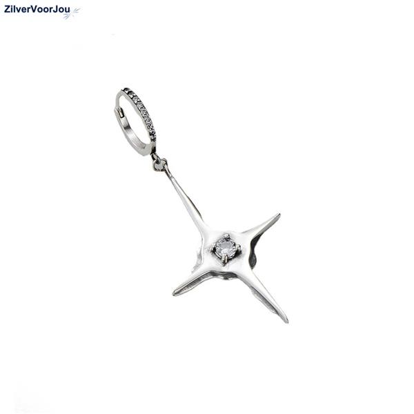 Grote foto zilveren grote ster zirkonia oorring sieraden tassen en uiterlijk oorbellen
