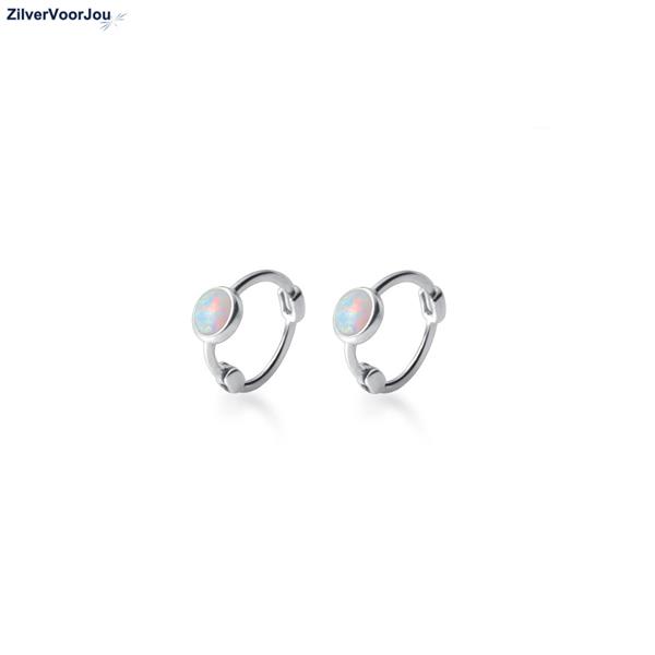 Grote foto zilveren mini wit opaal huggie hoops sieraden tassen en uiterlijk oorbellen