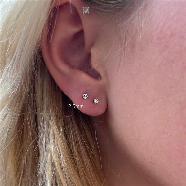 Grote foto zilveren little zirkonia studs helix 2.5 of 3 mm sieraden tassen en uiterlijk oorbellen