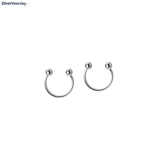 Grote foto zilveren circular barbell piercings studs sieraden tassen en uiterlijk oorbellen