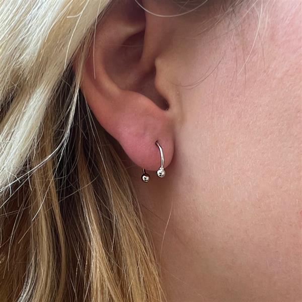 Grote foto zilveren circular barbell piercings studs sieraden tassen en uiterlijk oorbellen