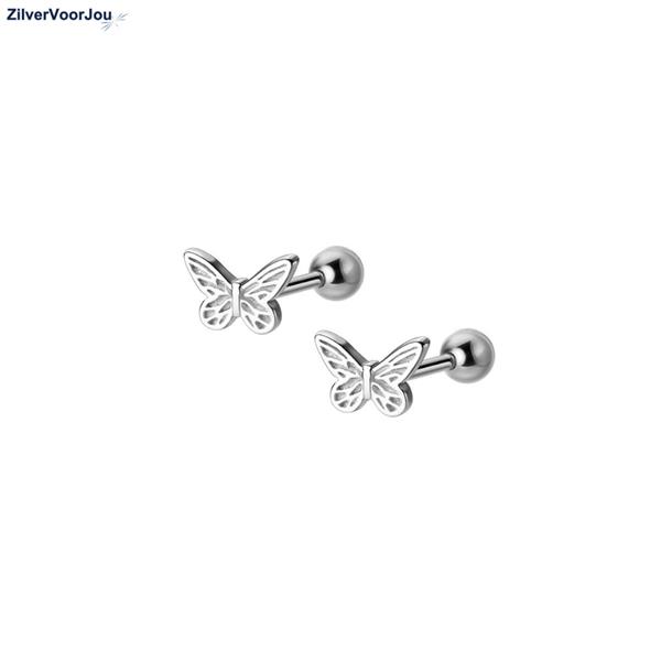Grote foto zilveren vlinder piercings studs sieraden tassen en uiterlijk oorbellen