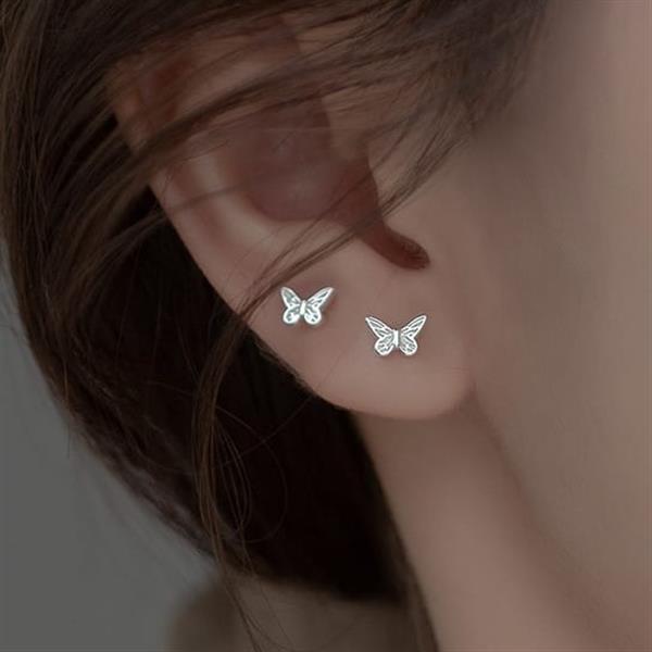 Grote foto zilveren vlinder piercings studs sieraden tassen en uiterlijk oorbellen