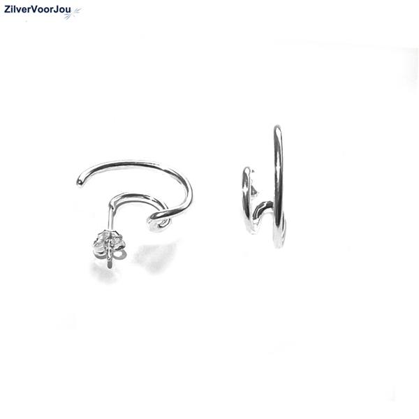 Grote foto zilveren double hoop oorstekers sieraden tassen en uiterlijk oorbellen