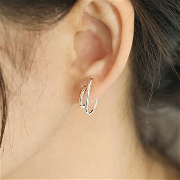 Grote foto zilveren double hoop oorstekers sieraden tassen en uiterlijk oorbellen