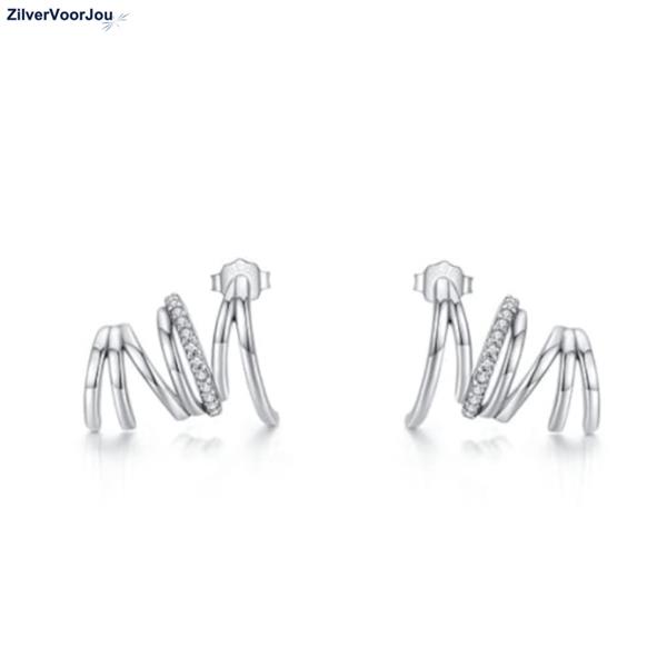 Grote foto zilveren multiple hoops zirkonia oorstekers sieraden tassen en uiterlijk oorbellen