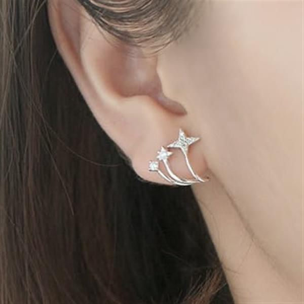 Grote foto zilveren 3 sterren oorstekers sieraden tassen en uiterlijk oorbellen