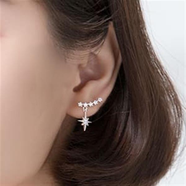 Grote foto zilveren rij zirkonia met ster hanger oorstekers sieraden tassen en uiterlijk oorbellen