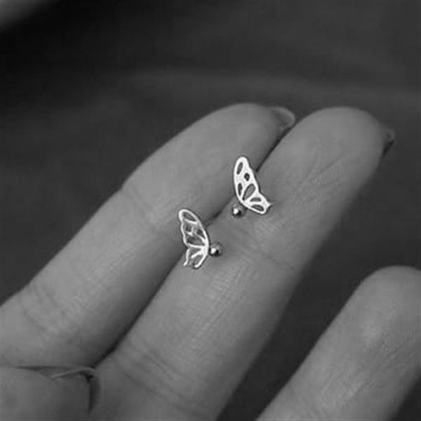 Grote foto zilveren minimalistische vlinder oorstekers sieraden tassen en uiterlijk oorbellen