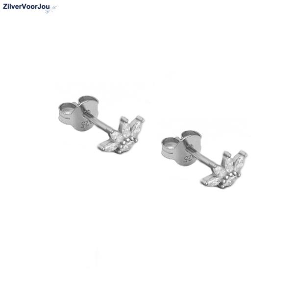 Grote foto zilveren kleine kroon oorstekers met zirkonia sieraden tassen en uiterlijk oorbellen
