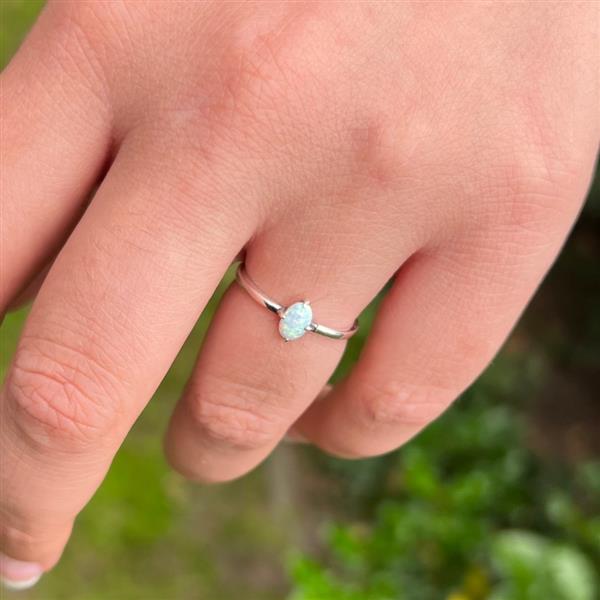 Grote foto zilveren kleine witte opaal ring sieraden tassen en uiterlijk ringen voor haar