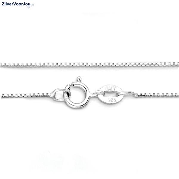 Grote foto zilveren box ketting 40 cm rhodium 0.8 mm sieraden tassen en uiterlijk kettingen