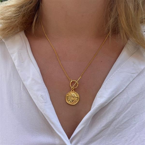 Grote foto zilveren toggle munt ketting 14k goud verguld sieraden tassen en uiterlijk kettingen