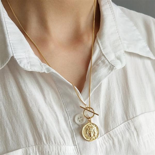 Grote foto zilveren toggle munt ketting 14k goud verguld sieraden tassen en uiterlijk kettingen