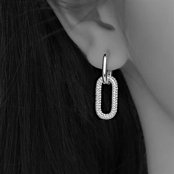 Grote foto zilveren luxe cubic zirkonia huggie hoops sieraden tassen en uiterlijk oorbellen