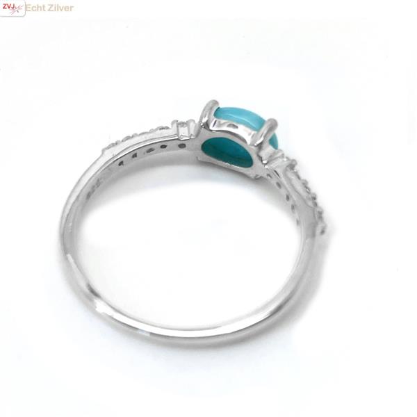 Grote foto zilveren blauwe larimar en zirkoon ring sieraden tassen en uiterlijk ringen voor haar